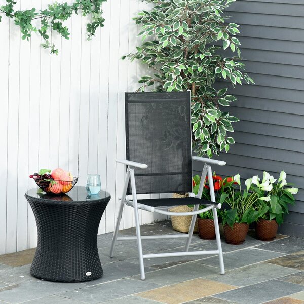 VivaGarden Sdraio da Giardino Pieghevole Schienale Reclinabile in Alluminio Dimensioni 65x55x107 cm colore Nero Argento