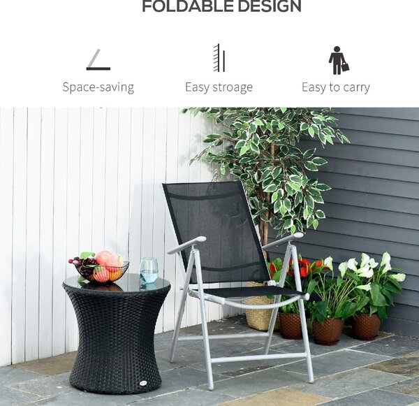VivaGarden Sdraio da Giardino Pieghevole Schienale Reclinabile in Alluminio Dimensioni 65x55x107 cm colore Nero Argento