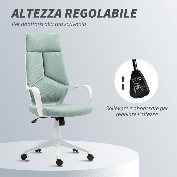 Icon Space Sedia da Ufficio con Ruoite e Braccioli in Tessuto Mesh colore Verde Acqua/Bianco