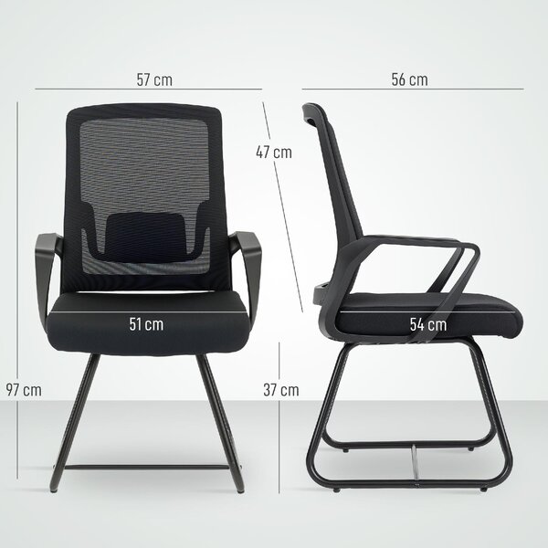Icon Space Sedia da Ufficio con Braccioli in Tessuto Mesh colore Nero