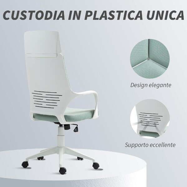 Icon Space Sedia da Ufficio con Ruoite e Braccioli in Tessuto Mesh colore Verde Acqua/Bianco