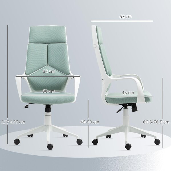 Icon Space Sedia da Ufficio con Ruoite e Braccioli in Tessuto Mesh colore Verde Acqua/Bianco