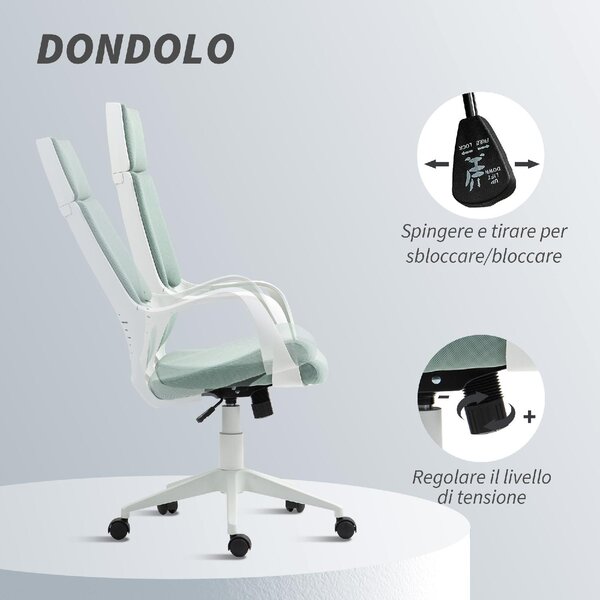 Icon Space Sedia da Ufficio con Ruoite e Braccioli in Tessuto Mesh colore Verde Acqua/Bianco
