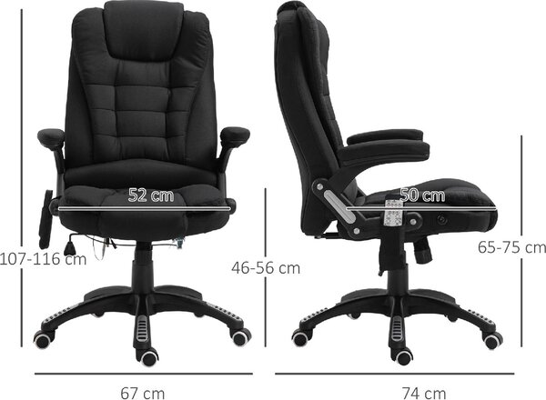 Icon Space Sedia da Ufficio con Ruote Braccioli e Poggiatesta Schienale Massaggiante in Tessuto colore Nero