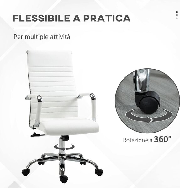 Icon Space Sedia da Ufficio con Ruote e Braccioli in Ecopelle colore Bianco