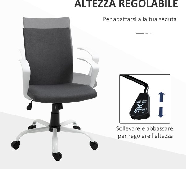 Icon Space Sedia da Ufficio con Ruote e Braccioli in Tessuto colore Grigio Scuro