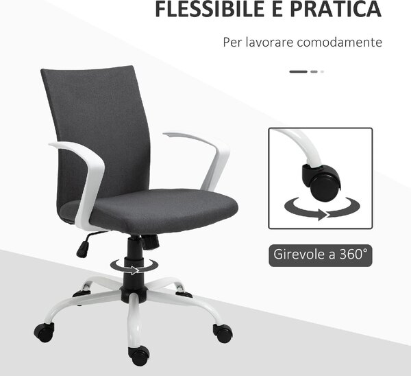 Icon Space Sedia da Ufficio con Ruote e Braccioli in Tessuto colore Grigio Scuro