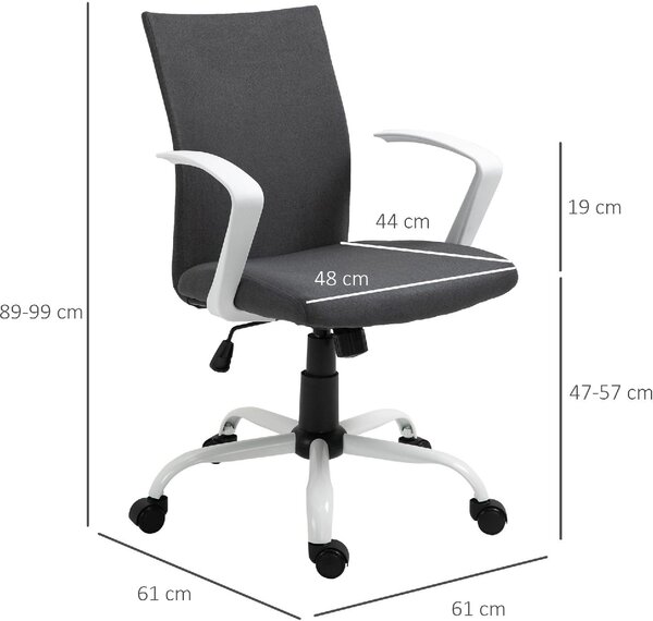 Icon Space Sedia da Ufficio con Ruote e Braccioli in Tessuto colore Grigio Scuro