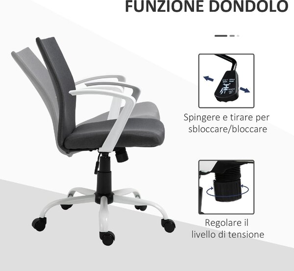 Icon Space Sedia da Ufficio con Ruote e Braccioli in Tessuto colore Grigio Scuro