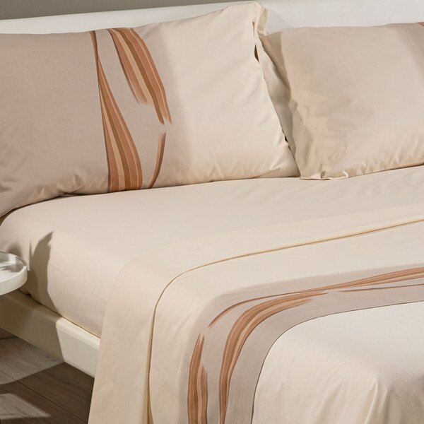 Completo Lenzuola In Cotone Night Singolo Caleffi Casa Color Ambra Caleffi