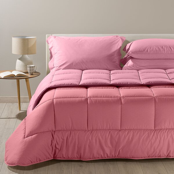 Trapunta In Cotone Bicolor Singolo Caleffi Tinta Unita Rosa Caleffi