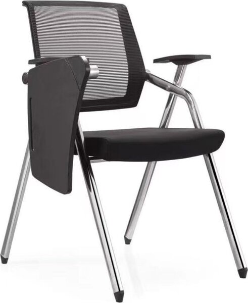 DecHome Sedia da Ufficio in Tessuto Mesh con Tavolino Ribaltabile Set 3 Sedie Operative colore Nero - Loreto
