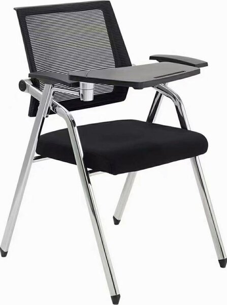 DecHome Sedia da Ufficio in Tessuto Mesh con Tavolino Ribaltabile Set 3 Sedie Operative colore Nero - Loreto