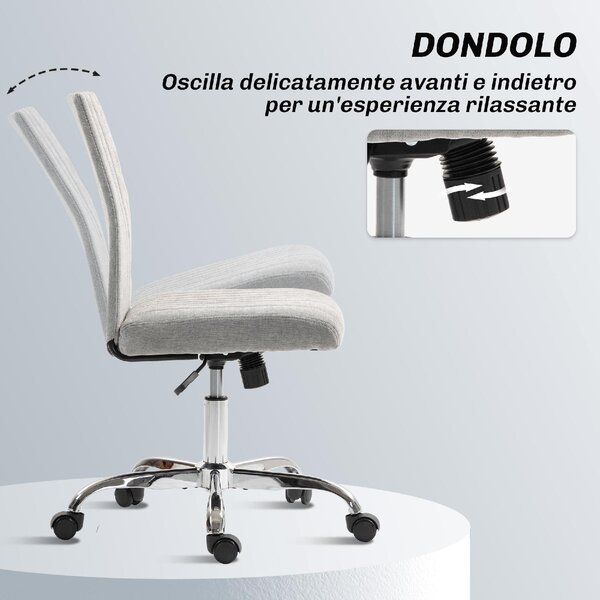 Icon Space Sedia da Ufficio con Ruote in Tessuto colore Grigio