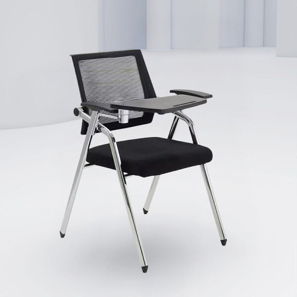 DecHome Sedia da Ufficio in Tessuto Mesh con Tavolino Ribaltabile Set 3 Sedie Operative colore Nero - Loreto