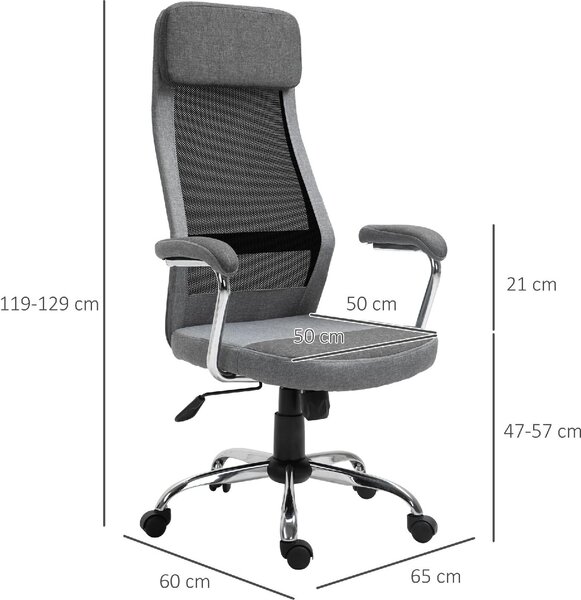 Icon Space Sedia Ergonomica con Ruote Braccioli e Poggiatesta in Tessuto Mesh colore Grigio
