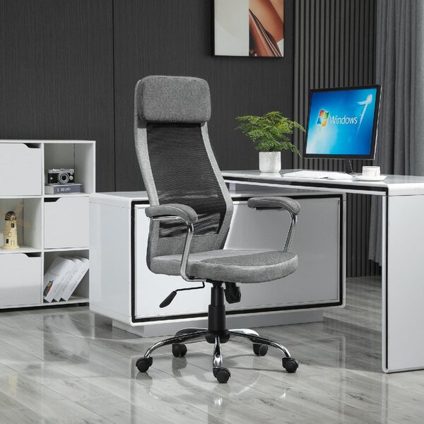 Icon Space Sedia Ergonomica con Ruote Braccioli e Poggiatesta in Tessuto Mesh colore Grigio