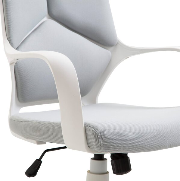 DecHome Sedia Ergonomica con Ruote Braccioli e Poggiatesta in Tessuto Mesh colore Grigio/Bianco