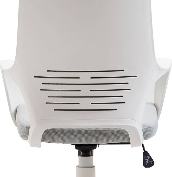 DecHome Sedia Ergonomica con Ruote Braccioli e Poggiatesta in Tessuto Mesh colore Grigio/Bianco