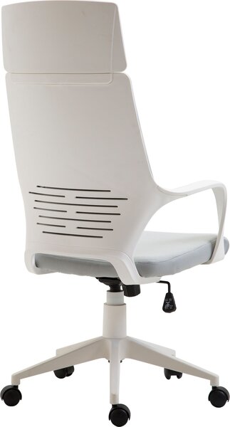 DecHome Sedia Ergonomica con Ruote Braccioli e Poggiatesta in Tessuto Mesh colore Grigio/Bianco