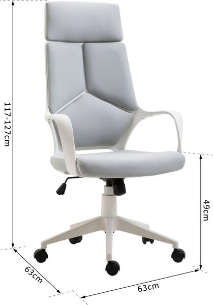DecHome Sedia Ergonomica con Ruote Braccioli e Poggiatesta in Tessuto Mesh colore Grigio/Bianco