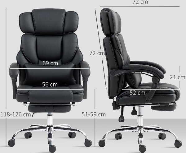 Icon Space Sedia Ergonomica con Ruote Braccioli Poggiatesta e Poggiapiedi in Ecopelle colore Nero