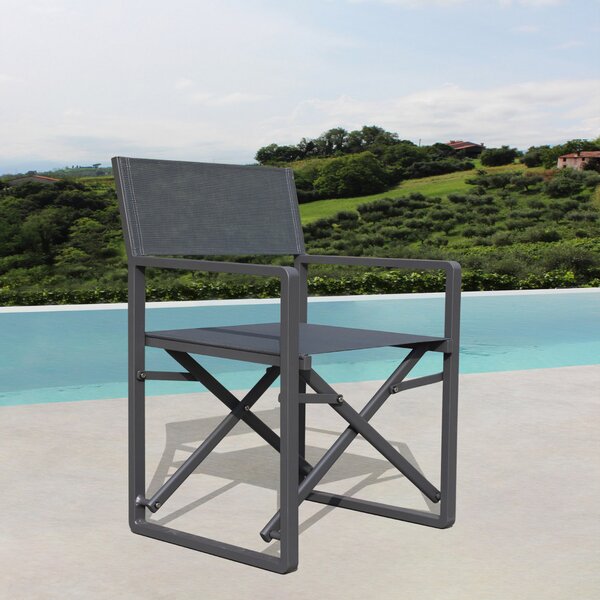 VivaGarden Sedia per Esterni Pieghevole Sedia Regista in Alluminio Dimensioni 55x46x85 cm colore Antracite - Margarita