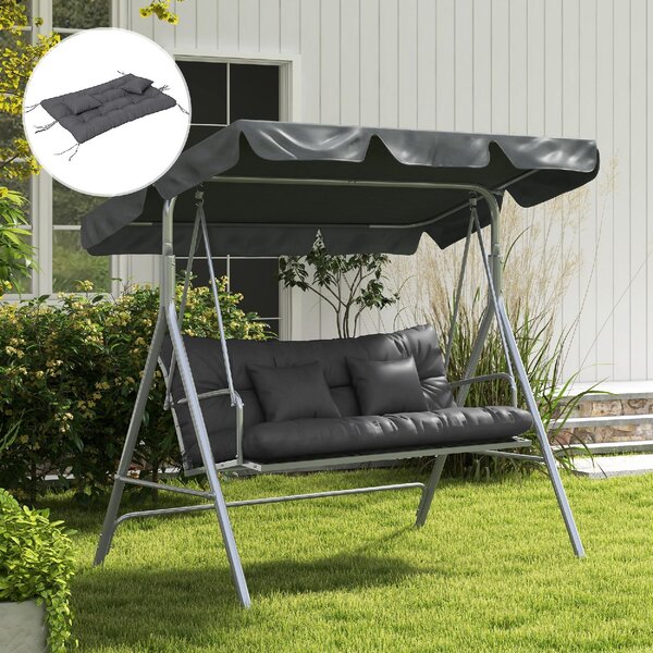 VivaGarden Set 4 Cuscini da Giardino per Schienale e Seduta con Imbottitura in Poliestere colore Grigio Carbone