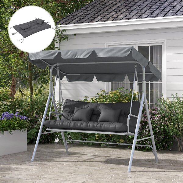 VivaGarden Set 4 Cuscini da Giardino per Schienale e Seduta con Imbottitura in Poliestere colore Grigio Carbone