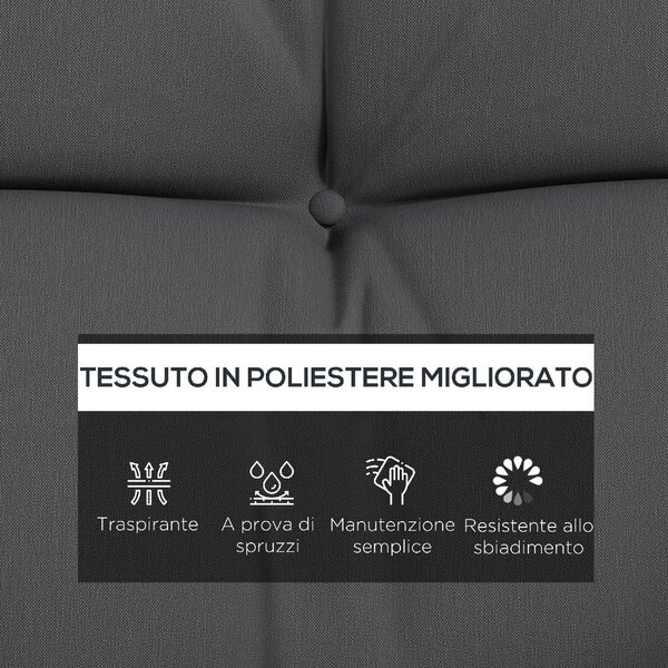 VivaGarden Set 4 Cuscini da Giardino per Schienale e Seduta con Imbottitura in Poliestere colore Grigio Carbone