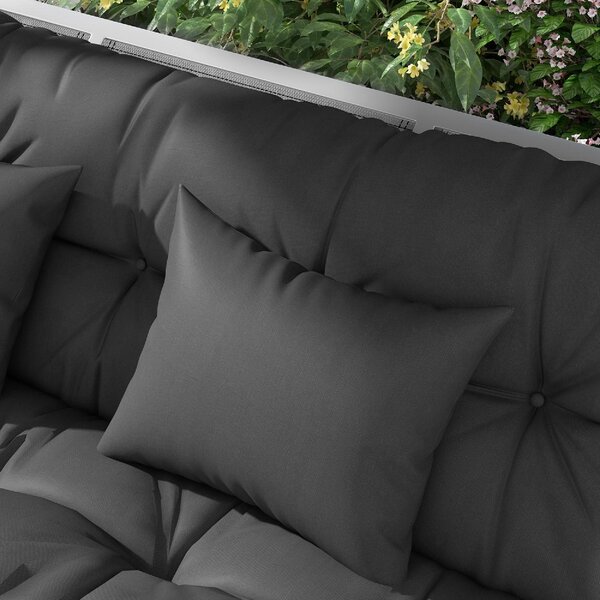 VivaGarden Set 4 Cuscini da Giardino per Schienale e Seduta con Imbottitura in Poliestere colore Grigio Carbone