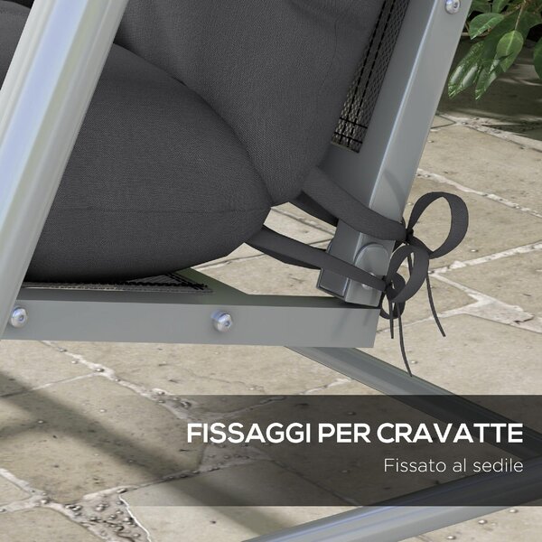 VivaGarden Set 4 Cuscini da Giardino per Schienale e Seduta con Imbottitura in Poliestere colore Grigio Carbone