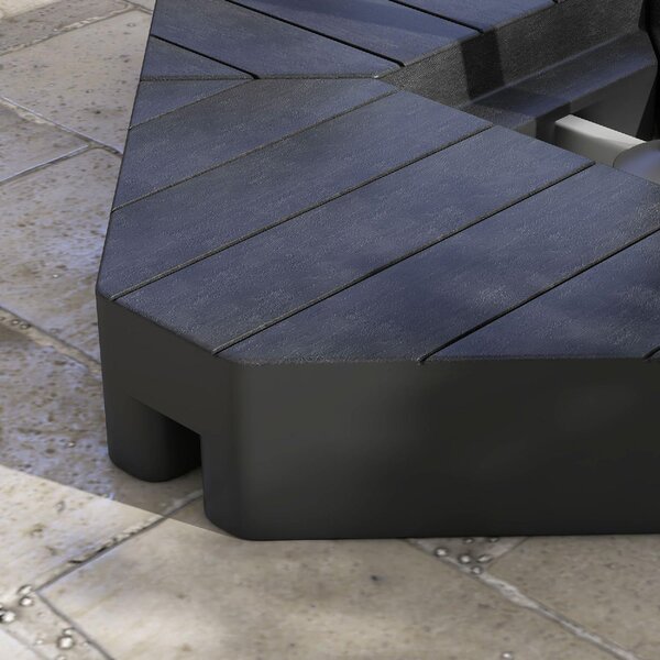VivaGarden Set 4 Mattonelle Base per Ombrellone a Braccio Riempibili con Acqua o Sabbia fino a 80 kg colore Nero