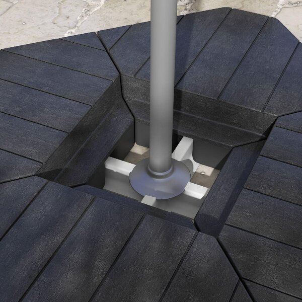 VivaGarden Set 4 Mattonelle Base per Ombrellone a Braccio Riempibili con Acqua o Sabbia fino a 80 kg colore Nero