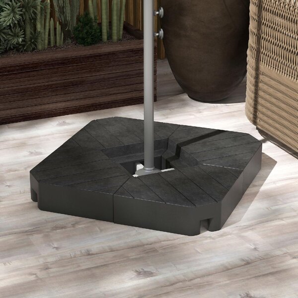 VivaGarden Set 4 Mattonelle Base per Ombrellone a Braccio Riempibili con Acqua o Sabbia fino a 80 kg colore Nero