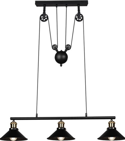 Reality - Lampadario a cavo POULI 3xE27/40W/230V nero