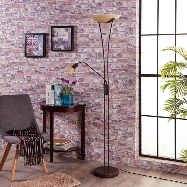 Lindby Felicia lampada da terra con lettura, ruggine, Marrone / Ruggine, Soggiorno / Sala da pranzo, Metallo, Campagna / Rustiche, Lampada da terra
