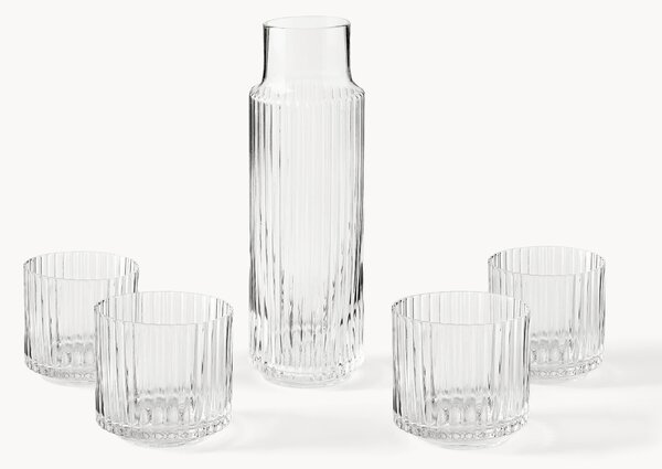 Caraffa e bicchieri in vetro soffiato Aleo, set da 5