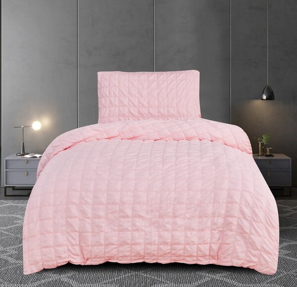 Biancheria da letto rosa in crêpe per letto singolo 140x200 cm Naomi – My House