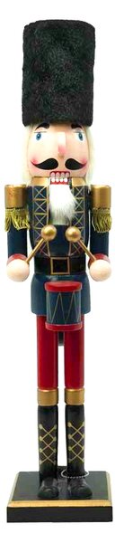 Schiaccianoci di Natale 60cm in legno Soldato con tamburello di colore blu e rosso Wisdom