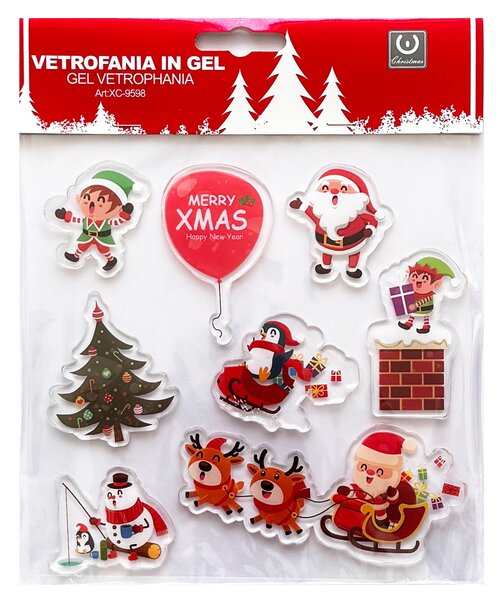Stickers Gel adesivo di Natale per finestre con personaggi natalizi Wisdom