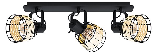 Plafoniera Industrial Anwick 3 Luci Metallo Nero