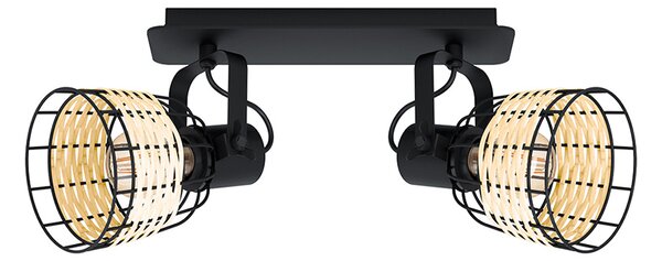 Plafoniera Industrial Anwick 1 2 Luci Metallo Nero