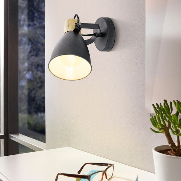 Applique Moderna Coswarth 1 Luce Metallo Grigio E Marrone