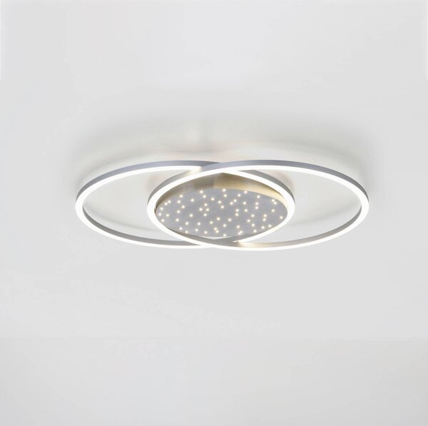 Paul Neuhaus Plafoniera a LED Yuki, dimmerabile, Alluminio / Grigio / Zincato, Soggiorno / Sala da pranzo, Alluminio, Moderno, Plafoniera LED