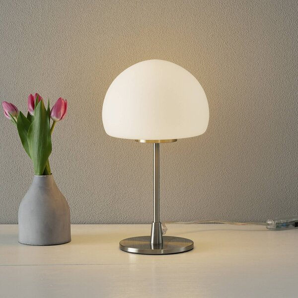 Fabas Luce Lampada da comodino Gaia big, Alluminio / Grigio / Zincato, Camera da letto, Metallo, Moderno, Lampada da tavolo