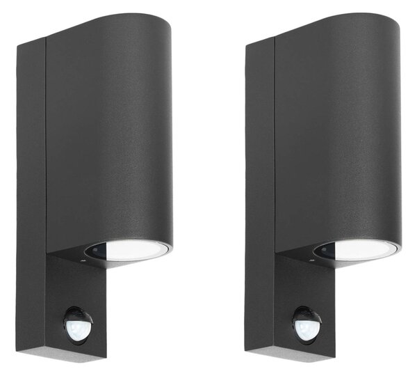 Prios applique da esterno Tetje, nero, rotondo, sensore, set di 2 Tetje PRIOS, dimmerabile, Nero, Alluminio, Moderno