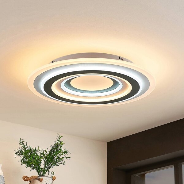Plafoniera a LED Jazmina Lindby, dimmerabile, Nero, Soggiorno / Sala da pranzo, Plastica, Moderno, Plafoniera LED