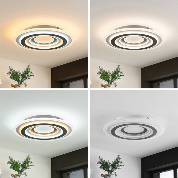 Plafoniera a LED Jazmina Lindby, dimmerabile, Nero, Soggiorno / Sala da pranzo, Plastica, Moderno, Plafoniera LED