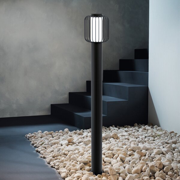 Lampada Industrial Da Esterno Ravello 1 Luce Acciaio Zincato Nero H110Cm